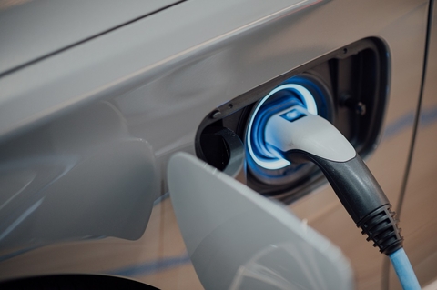 An electric car plugged in
