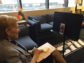 Chancellor Koch on a Zoom call with Marie Watson