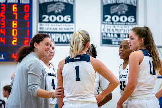 Casey Thousand coaching the UIS Women's Basketball team