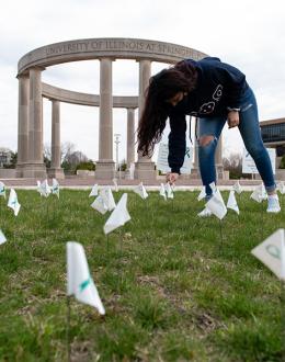UIS students to create 1,000 flag display on the quad for Sexual Assault Awareness Month’s Day of Action