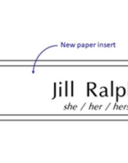 New office nameplate option includes preferred pronouns