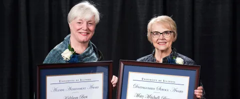 UIS honors alums Kathy Best and Mary Mitchell Beaumont for achievement and service
